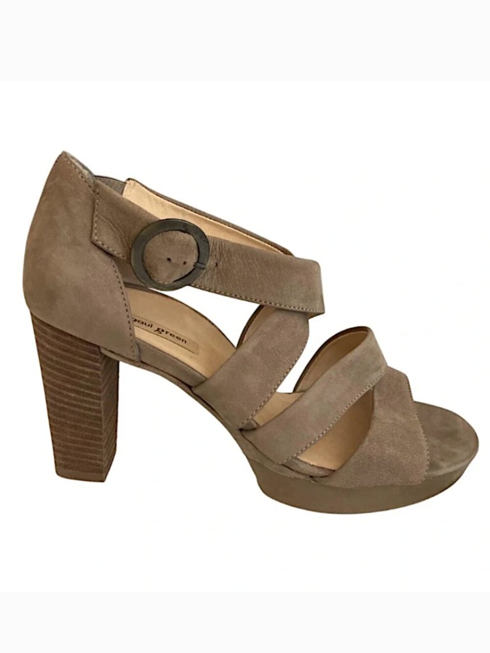 PAUL GREEN Riviera Suede Leather Strappy Sandal Heels Taupe